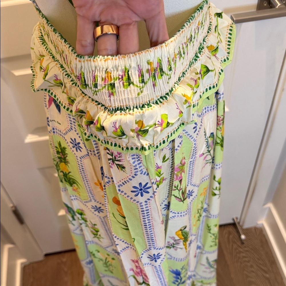 FARM Rio Floral Porcelain Green Long Dress Size S - Picture 10 of 11